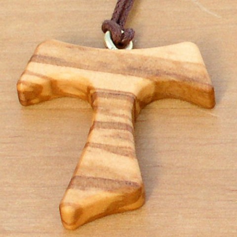 Junker Verlag GmbH Kreuzanh&auml;nger - Tau-Kreuz Olivenholz 4cm - Kommunion Konfirmation Anh&auml;nger