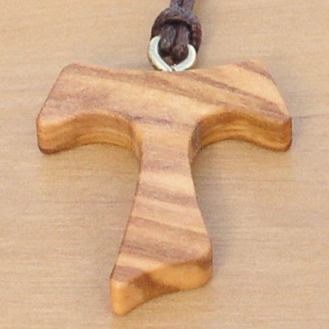 Junker Verlag GmbH Kreuzanh&auml;nger - Tau-Kreuz Olivenholz 3,3cm - Kommunion Konfirmation Anh&auml;nger