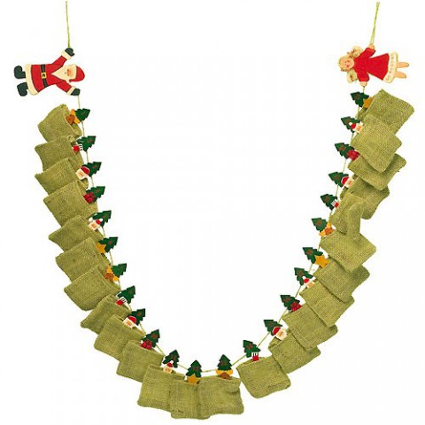 Legler Adventskalender Jute S&auml;ckchen - Schnur mit 24 Jute-S&auml;ckchen