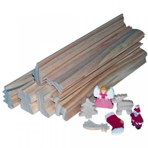 Holzfiguren Weihnachten Holzteile zum Bemalen Profilh&ouml;lzer Profilleisten Holz, 6 St&uuml;ck