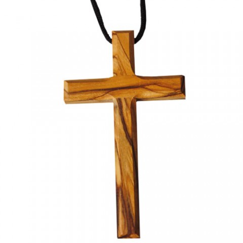 Junker Verlag GmbH Olivenholzkreuz 9cm, Kreuz aus Olivenholz - Kreuzanh&auml;nger, abgeschr&auml;gte Kanten