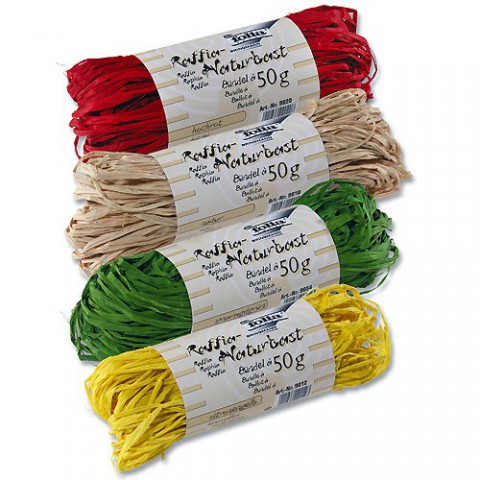 Bast: Raffia Naturbast, Farbe: pink, 50 g - Folia 9021